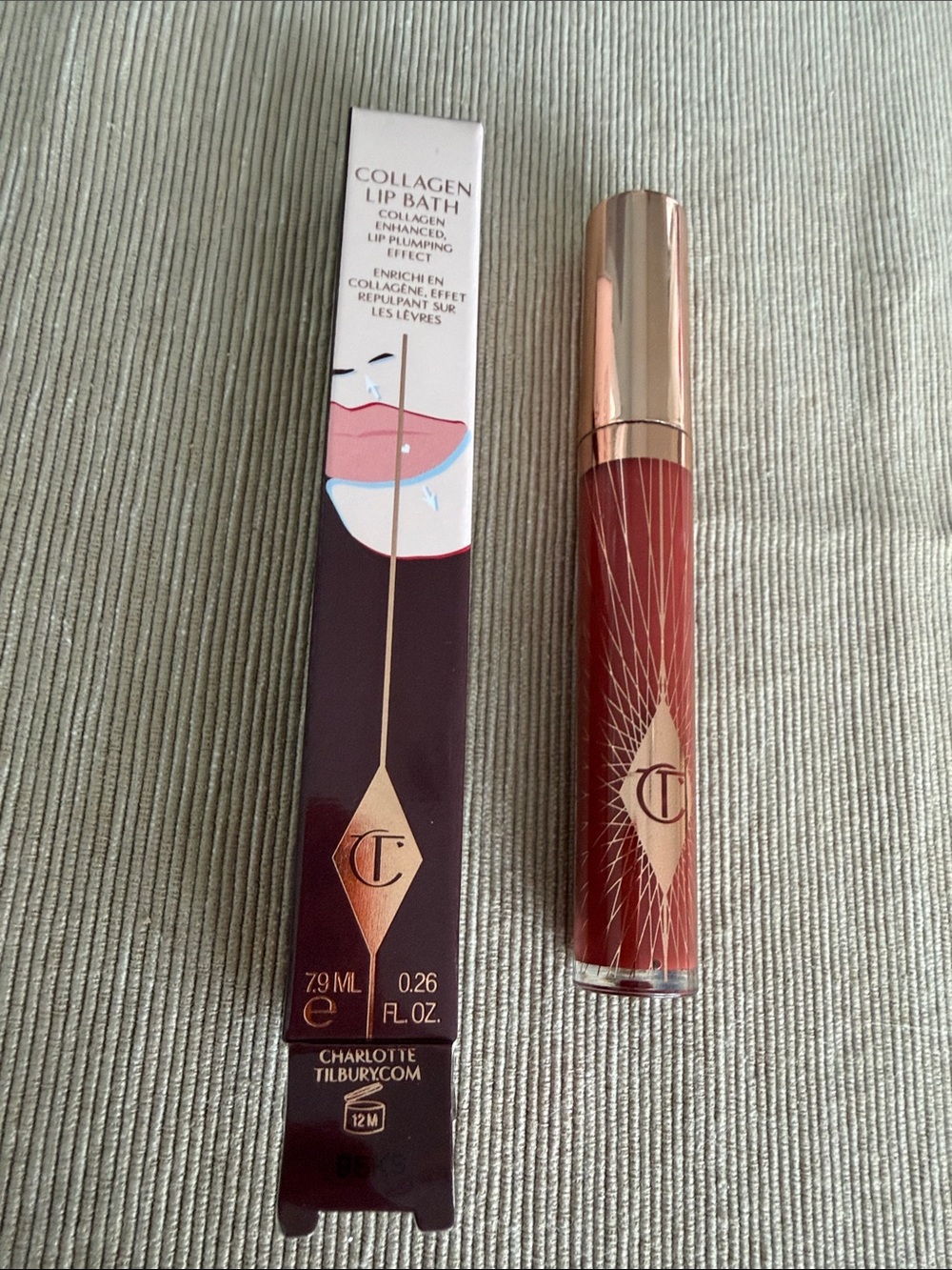 Charlotte Tilbury Lip Gloss in Deep Red with Rose Gold Cap